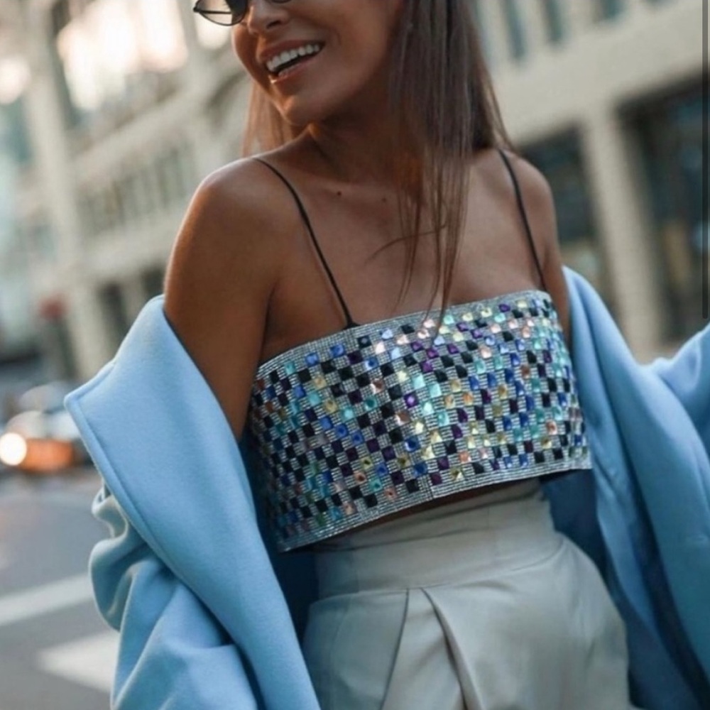 ZARA SHIMMERY CROP TOP